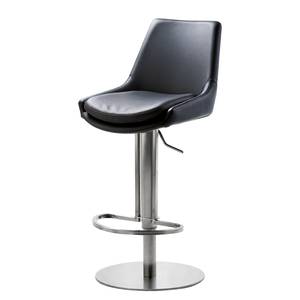 Chaise de bar My Comfort Line II Imitation cuir / Acier inoxydable - Argenté - Noir