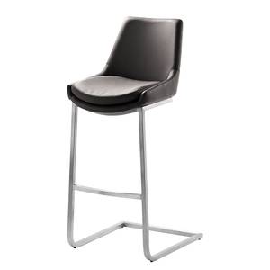 Chaise de bar My Comfort Line I Imitation cuir / Acier inoxydable - Argenté - Noir