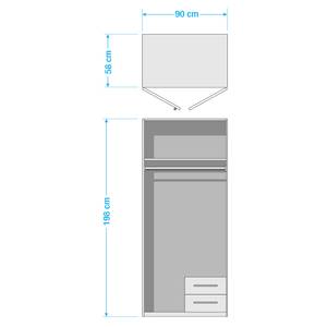 Drehtürenschrank Husum Alu  Dekor / Graphit - Breite: 90 cm