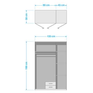 Drehtürenschrank Husum Alu  Dekor / Graphit - Breite: 135 cm