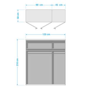 Drehtürenschränk Nadja Weiß - Weiß - Breite: 135 cm