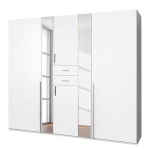 Draaideurkast Vanea Wit - Wit - Breedte: 225 cm - 2 spiegeldeuren