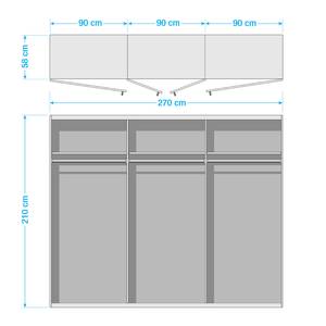 Draaideurkast Vanea Wit - Wit - Breedte: 270 cm - 4 spiegeldeuren