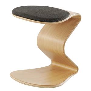 Hocker myERCOLINO Laneve-wol/echt houten fineerlaag - Antraciet