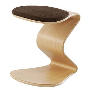 Hocker myERCOLINO Laneve-wol/echt houten fineerlaag - Donkerbruin