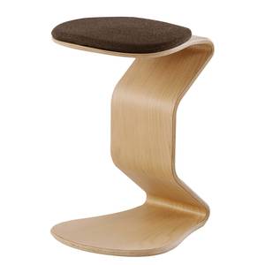 Hocker myERCOLINO Laneve-wol/echt houten fineerlaag - Donkerbruin