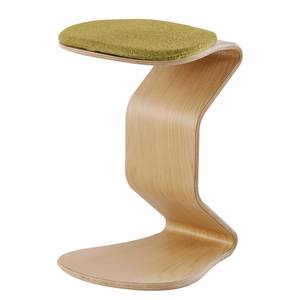 Hocker myERCOLINO Laneve-wol/echt houten fineerlaag - Olijfgeel