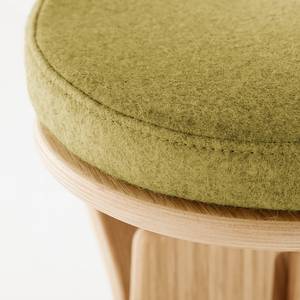 Tabouret myERCOLINO Laine de Laneve / Placage en bois véritable - Jaune olive