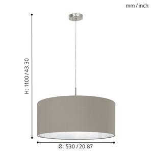Hanglamp Pasteri III textielmix / staal - 1 lichtbron - Cappuccinokleurig - Breedte: 53 cm