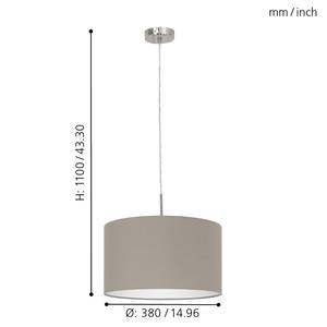 Hanglamp Pasteri III textielmix / staal - 1 lichtbron - Cappuccinokleurig - Breedte: 38 cm