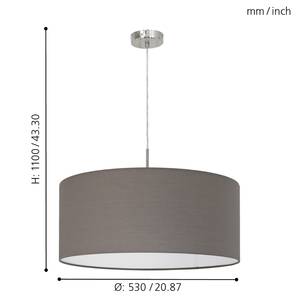Hanglamp Pasteri III textielmix / staal - 1 lichtbron - Cubanit - Breedte: 53 cm