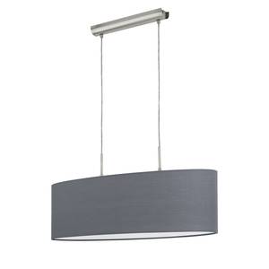 Suspension Pasteri IV Tissu mélangé / Acier - 2 ampoules - Gris - Largeur : 75 cm