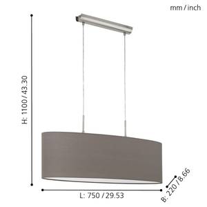 Pendelleuchte Pasteri IV Mischgewebe / Stahl - 2-flammig - Cubanit - Breite: 75 cm