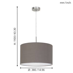 Hanglamp Pasteri III textielmix / staal - 1 lichtbron - Cubanit - Breedte: 38 cm