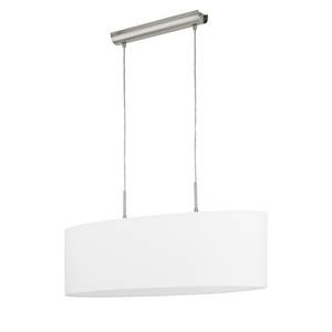 Hanglamp Pasteri IV textielmix / staal - 2 lichtbronnen - Wit - Breedte: 75 cm