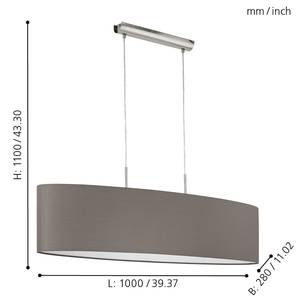 Pendelleuchte Pasteri IV Mischgewebe / Stahl - 2-flammig - Cubanit - Breite: 100 cm