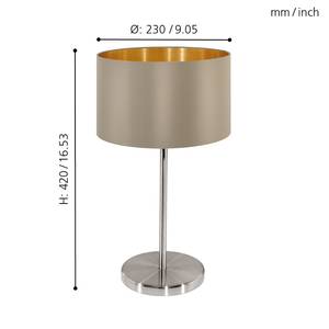 Lampe Maserlo Tissu mélangé / Acier - 1 ampoule - Cappuccino