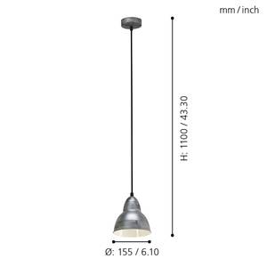Hanglamp Truro III staal - 1 lichtbron - Zilver
