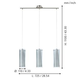 Suspension Pinto Nero II Verre / Acier - 3 ampoules