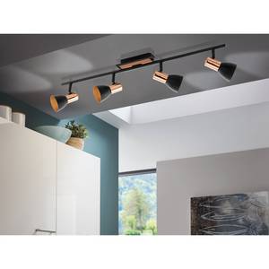 LED-plafondlamp Barnham staal - Zwart/goudkleurig - Aantal lichtbronnen: 3