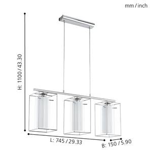 Luminaires suspendus LONCINO 1 Verre / Acier - 3 ampoules