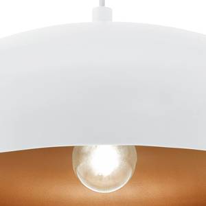 Suspension Mogano Acier - 1 ampoule - Blanc / Cuivre