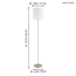 Lampadaire Pasteri I Tissu mélangé / Acier - 1 ampoule - Blanc