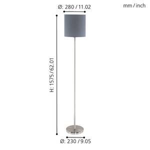 Lampadaire Pasteri I Tissu mélangé / Acier - 1 ampoule - Gris