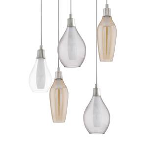 LED-hanglamp Pontevedra II glas / staal - Aantal lichtbronnen: 5