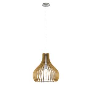 Suspension Tindori Verre / Bois - 1 ampoule - Camel - Largeur : 38 cm