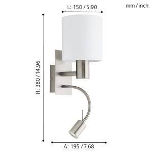 LED-Wandleuchte Pasteri Mischgewebe / Stahl - 2-flammig - Weiß