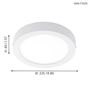 LED-plafondlamp Fueva III kunststof / staal - 1 lichtbron - Wit - Diameter: 23 cm