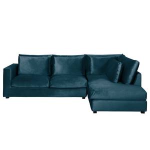 Canapé d'angle Allende I Velours - Bleu foncé - Méridienne longue à droite (vue de face)