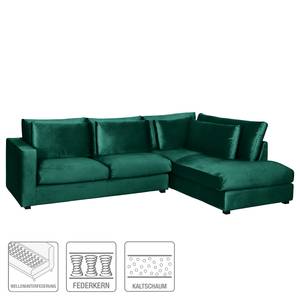 Canapé d'angle Allende I Velours - Vert vieilli - Méridienne longue à droite (vue de face)