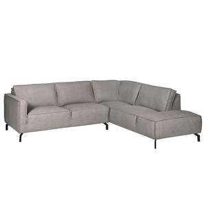 Ecksofa Chaides II Strukturstoff - Platin - Ottomane davorstehend rechts