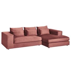 Hoekbank Dabney fluweel - Oud pink - Longchair vooraanzicht rechts