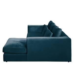 Hoekbank Dabney fluweel - Donkerblauw - Longchair vooraanzicht rechts