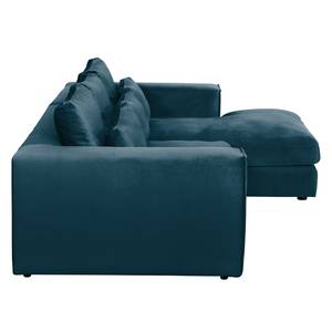 Hoekbank Dabney fluweel - Donkerblauw - Longchair vooraanzicht rechts