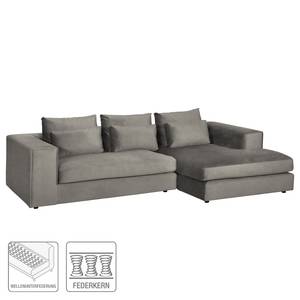 Ecksofa Dabney Samt - Grau - Longchair davorstehend rechts