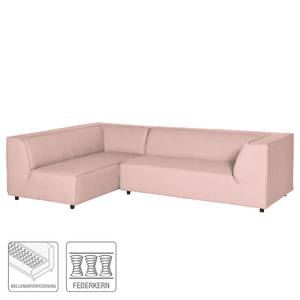 Ecksofa Boerne Strukturstoff - Babyrosa - Armlehne davorstehend rechts