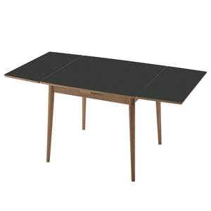 Eettafel Arvid deels massief eikenhout - eikenhout - Antraciet - Breedte: 82 cm - Lichte eikenhouten