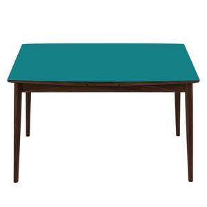 Table extensible Arvid Partiellement en noyer massif - Noyer - Bleu pétrole - Largeur : 122 cm - Marron