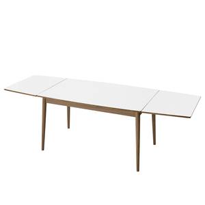 Table extensible Arvid Partiellement en chêne massif - Chêne - Blanc - Largeur : 142 cm - Chêne clair