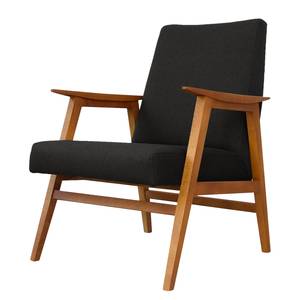 Fauteuil Opheim I Tissu - Noir - Marron clair