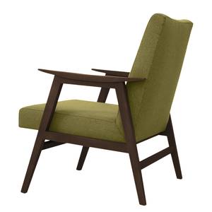 Fauteuil Opheim I Tissu - Vert olive - Marron foncé