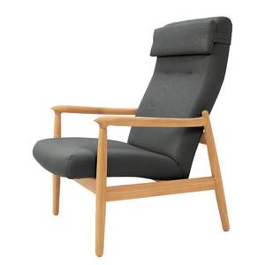 Fauteuil Tioga geweven stof - Grijsblauw - Lichte eikenhouten - Zonder hocker