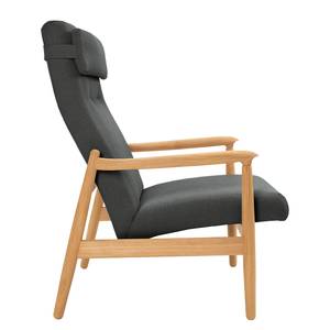 Fauteuil Tioga geweven stof - Grijsblauw - Lichte eikenhouten - Zonder hocker