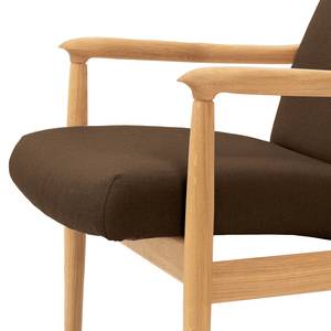 Fauteuil Tioga geweven stof - Bruin - Lichte eikenhouten - Zonder hocker