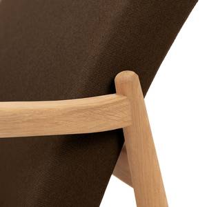 Fauteuil Tioga geweven stof - Bruin - Lichte eikenhouten - Zonder hocker