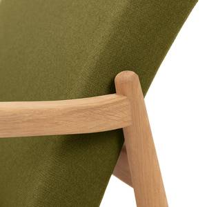 Fauteuil Tioga geweven stof - Fijn golvend avocado - Lichte eikenhouten - Zonder hocker